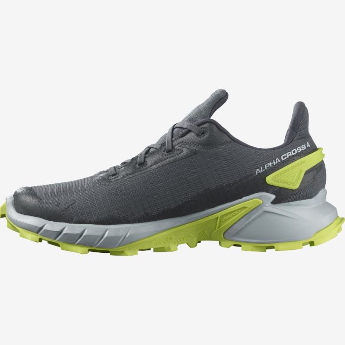 Salomon ALPHACROSS 4 GORE-TEX Muške Tenisice Za Trčanje Plave Svijetlo Zelene | hOwRJC57