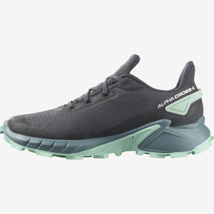 Salomon ALPHACROSS 4 GORE-TEX Ženske Tenisice Za Trčanje Ebony / Trellis / Yucca | MLCOj8FY