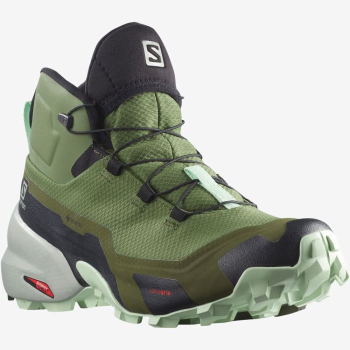 Salomon CROSS HIKE MID GORE-TEX Ženske Cipele Za Planinarenje Maslinasto Zelene | L212i1K0