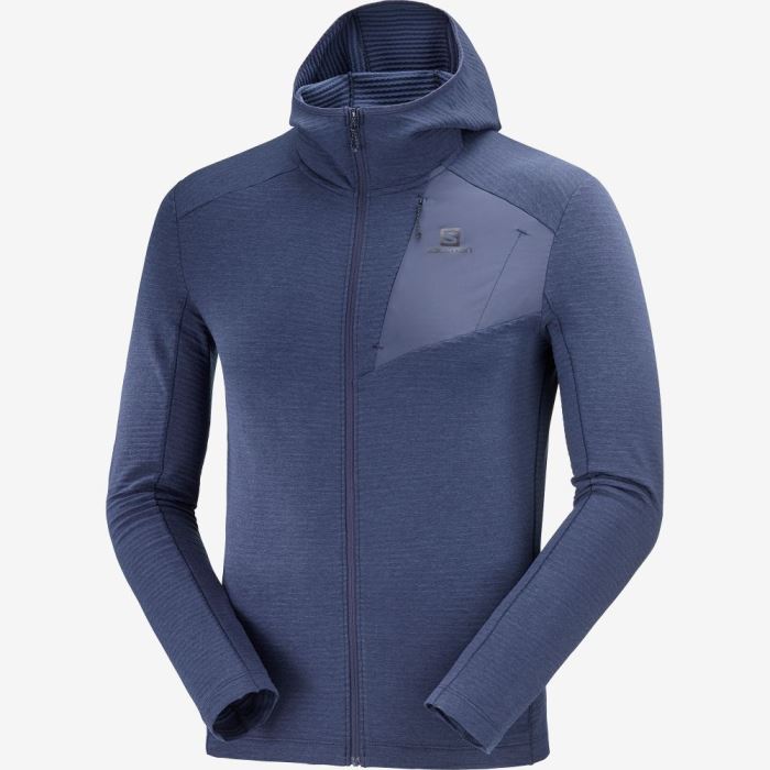 Salomon ESSENTIAL LIGHTWARM HOODED Muške Midlayers Indigo | UsYOBXuI