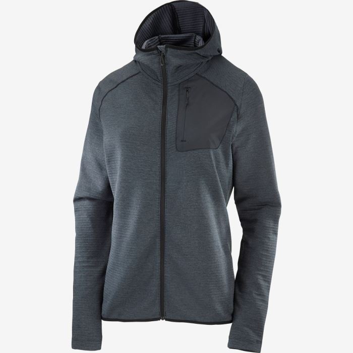 Salomon ESSENTIAL LIGHTWARM HOODED Ženske Midlayers Crne | V5CLktJ7