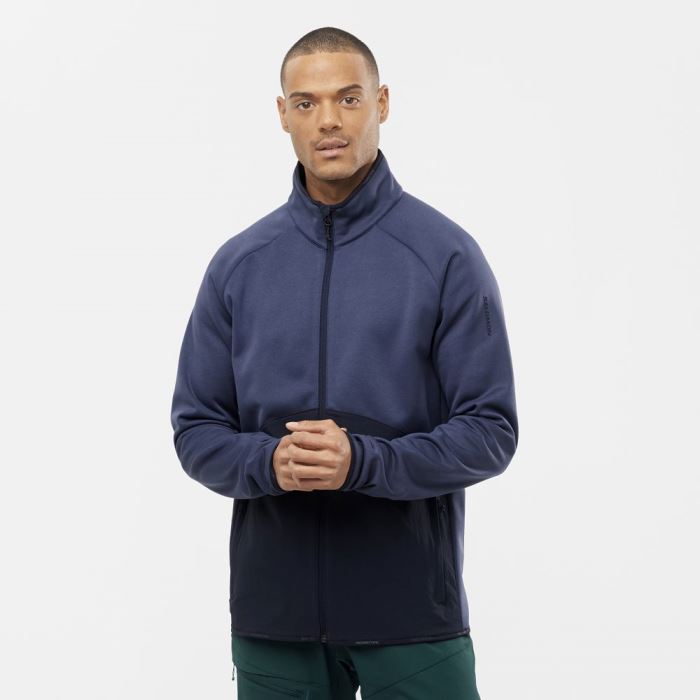 Salomon ESSENTIAL WARM FULL ZIP Muške Midlayers Indigo | 9wvBMYgO