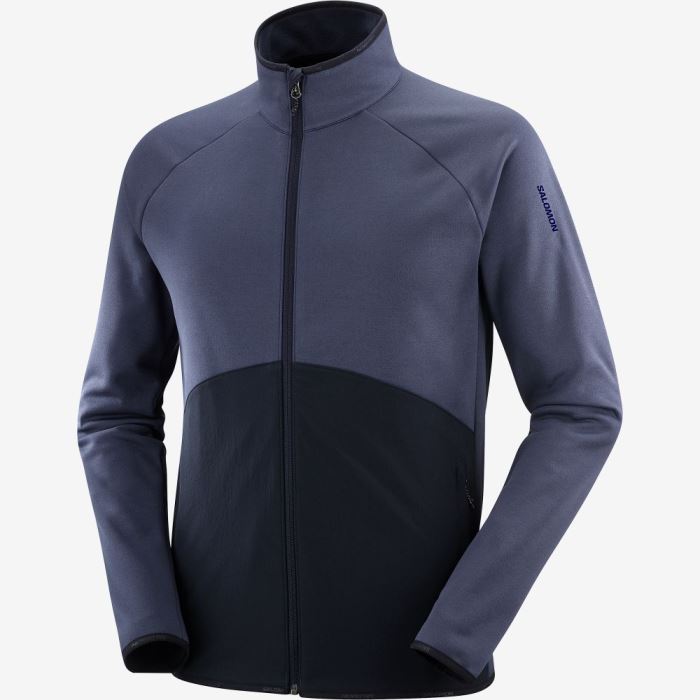 Salomon ESSENTIAL WARM FULL ZIP Muške Midlayers Indigo | 9wvBMYgO