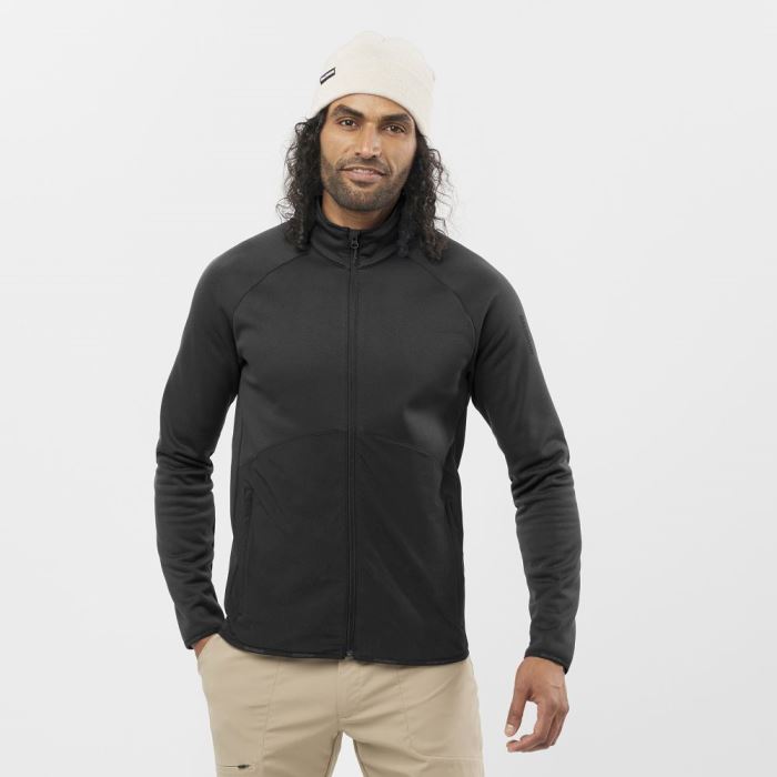 Salomon ESSENTIAL WARM FULL ZIP Muške Midlayers Crne | Ys4ntznU