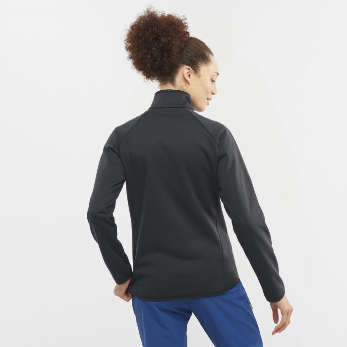 Salomon ESSENTIAL WARM FULL ZIP Ženske Midlayers Crne | L2CoIXPz