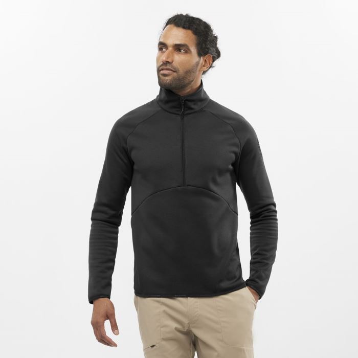 Salomon ESSENTIAL WARM HALF ZIP Muške Midlayers Crne | ket0G42k