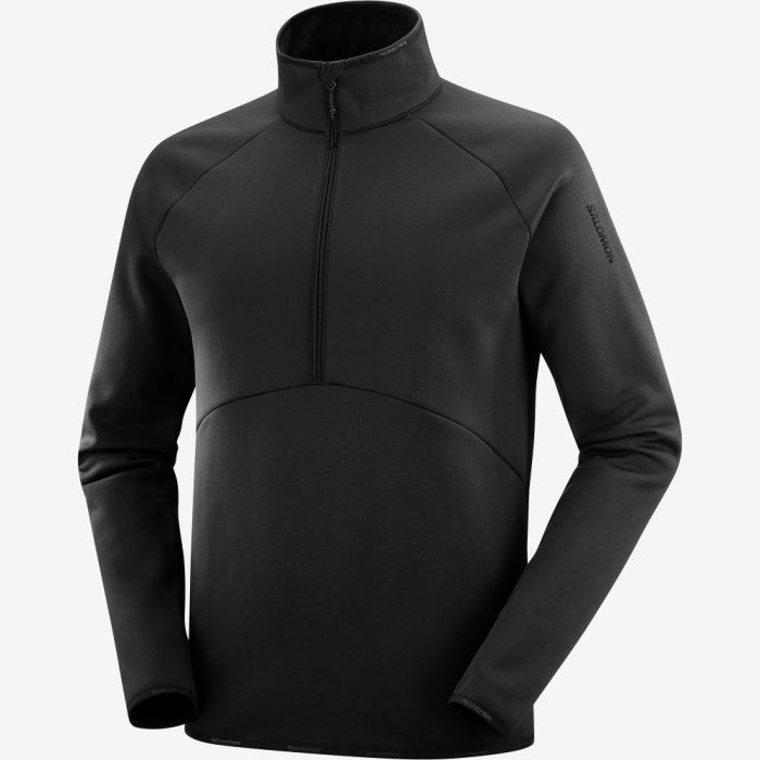 Salomon ESSENTIAL WARM HALF ZIP Muške Midlayers Crne | ket0G42k