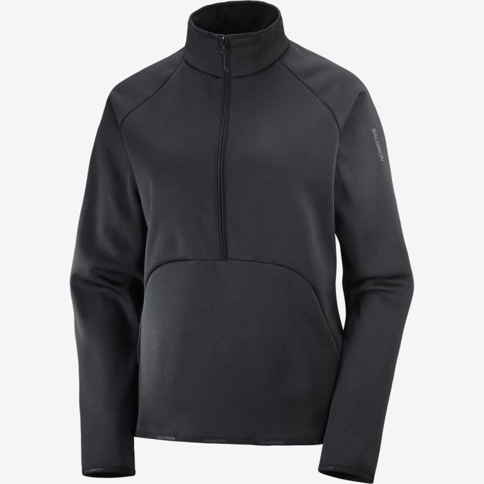 Salomon ESSENTIAL WARM HALF ZIP Ženske Midlayers Crne | 7lTwqftS