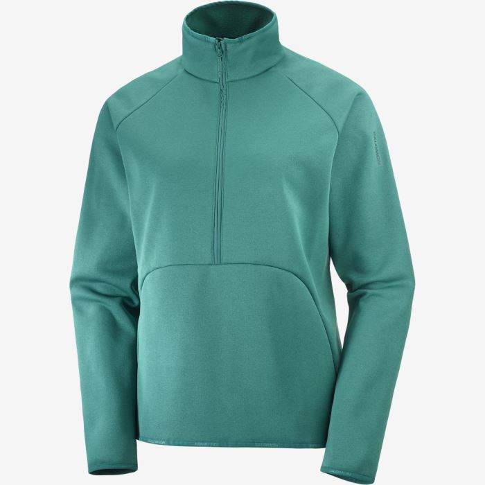 Salomon ESSENTIAL WARM HALF ZIP Ženske Midlayers Pacific | jetKXZQe