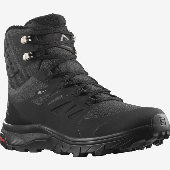 Salomon OUTBLAST THINSULATE™ CLIMASALOMON™ WATERPROOF Ženske Cipele Za Hodanje Crne Crne Crne | 2g3Fk1hO