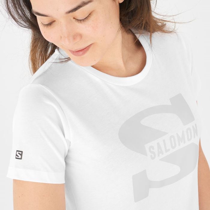 Salomon OUTLIFE BIG LOGO Ženske Majice Bijele | CGFD6Aa9