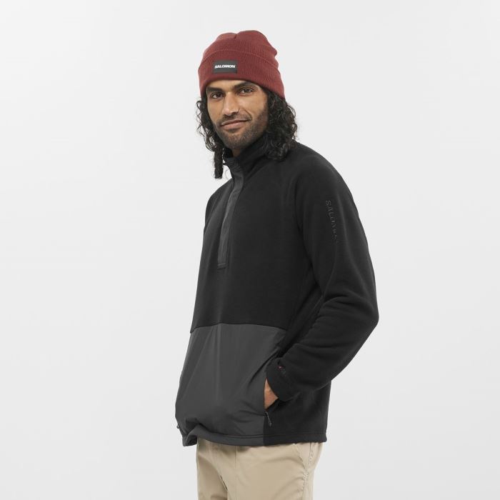 Salomon OUTLIFE POLARTEC HALF ZIP Muške Midlayers Crne | iLLCfVPW