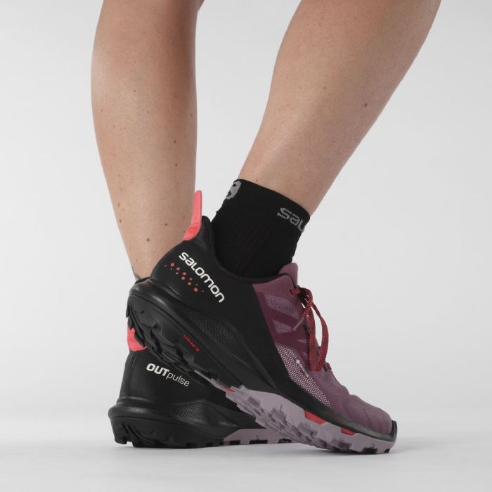 Salomon OUTPULSE GORE-TEX Ženske Cipele Za Planinarenje Crne Crvene | t7u7ZHS4