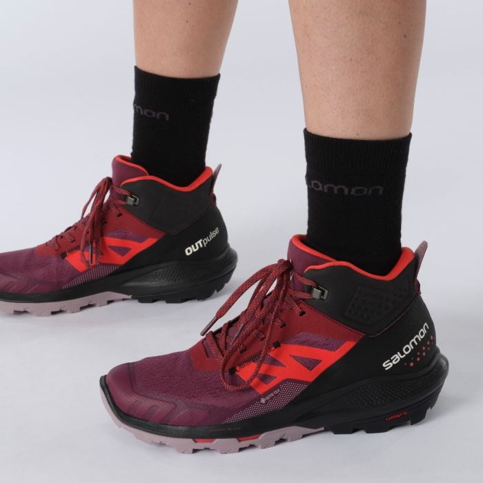 Salomon OUTPULSE MID GORE-TEX Ženske Cipele Za Planinarenje Ljubičaste Crvene | KZgGOv9m