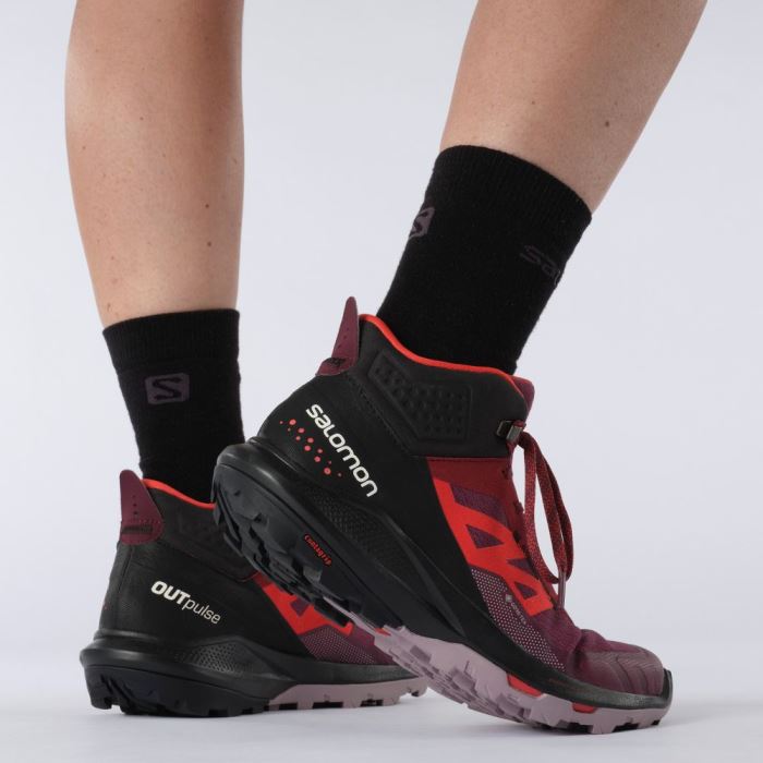 Salomon OUTPULSE MID GORE-TEX Ženske Cipele Za Planinarenje Ljubičaste Crvene | KZgGOv9m