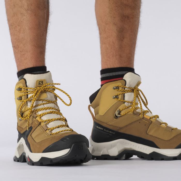 Salomon QUEST ELEMENT GORE-TEX Muške Cipele Za Planinarenje Cumin / Bleached Sand / Saffron | KUuxjPZB