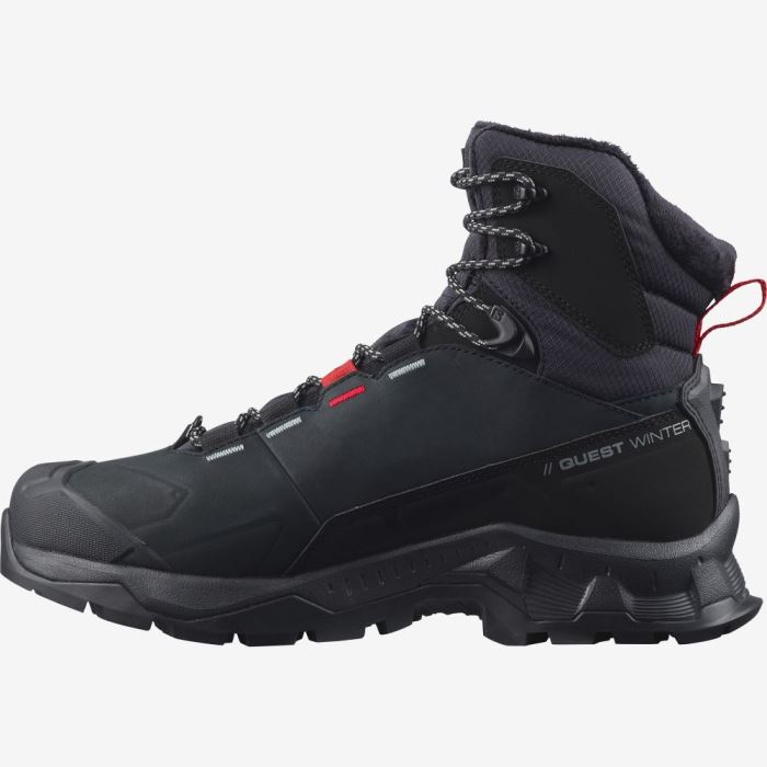 Salomon QUEST WINTER THINSULATE™ CLIMASALOMON™ WATERPROOF Ženske Cipele Za Hodanje Crne | BTcKC7NW