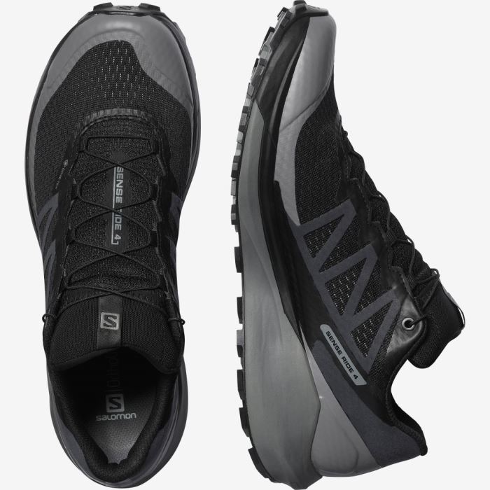 Salomon SENSE RIDE 4 GORE-TEX INVISIBLE FIT Muške Tenisice Za Trčanje Crne Crne | QD7Pjoc0