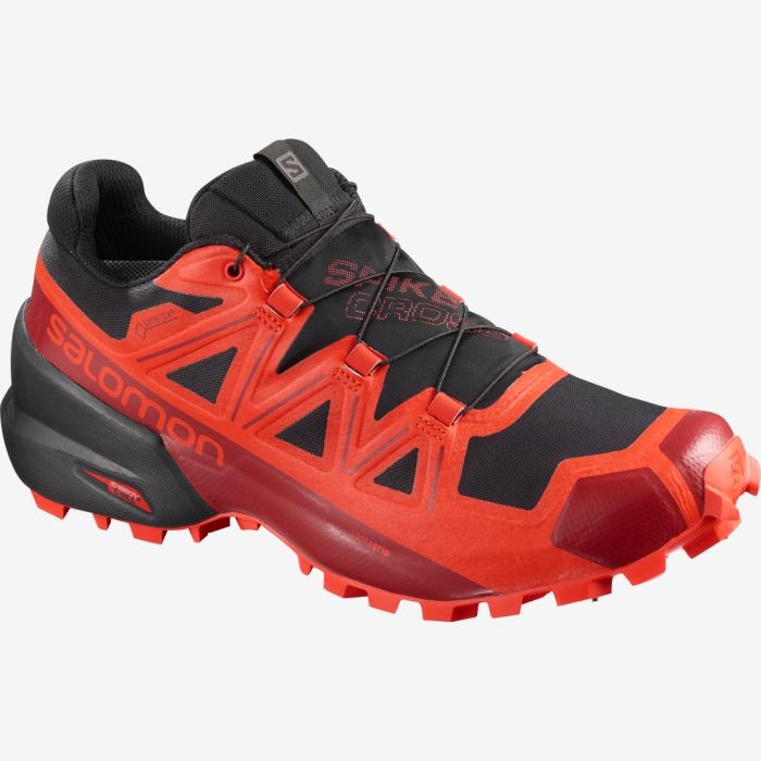 Salomon SPIKECROSS 5 GORE-TEX Muške Tenisice Za Trčanje Crne Crvene Crvene | FMrdIjt0