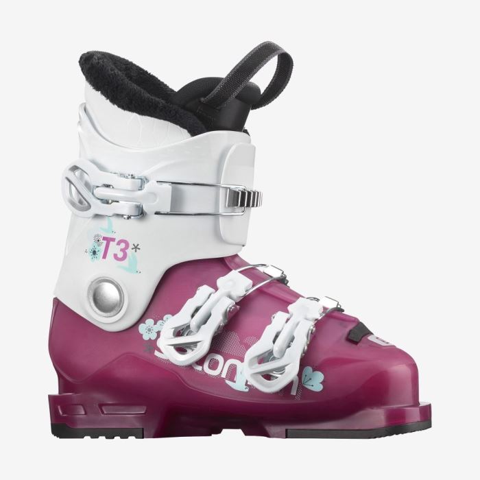 Salomon T3 RT GIRLY Dječje Ski Boots Roze Ljubičaste Bijele | Yu6aFzZT