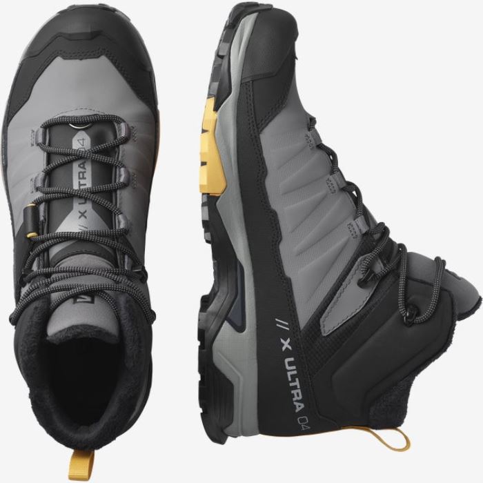 Salomon X ULTRA 4 MID WINTER THINSULATE™ CLIMASALOMON™ WATERPROOF Muške Cipele Za Hodanje Crne Boje Marelice | gsxjU5b3