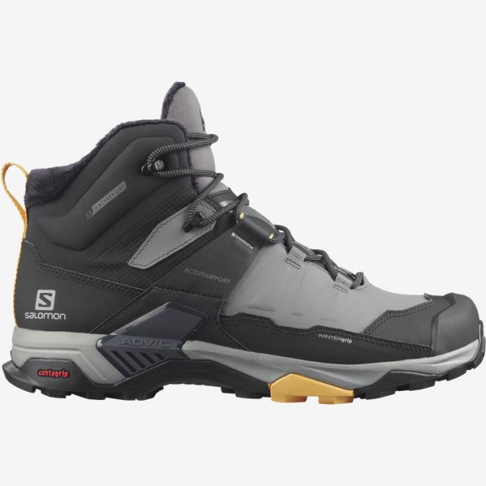 Salomon X ULTRA 4 MID WINTER THINSULATE™ CLIMASALOMON™ WATERPROOF Muške Cipele Za Hodanje Crne Boje Marelice | gsxjU5b3