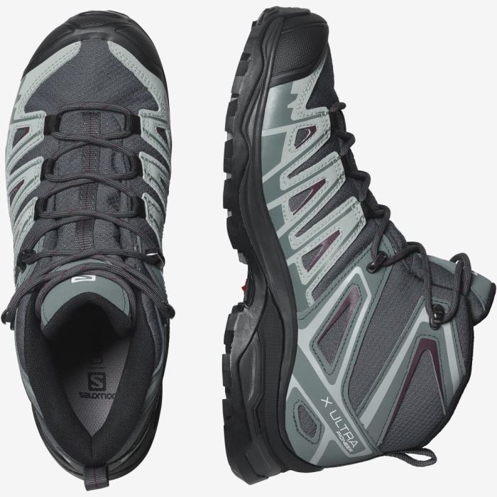 Salomon X ULTRA PIONEER MID CLIMASALOMON™ WATERPROOF Ženske Cipele Za Planinarenje Ebony / Stormy Weather / Wine Tasting | FcPIeuZM