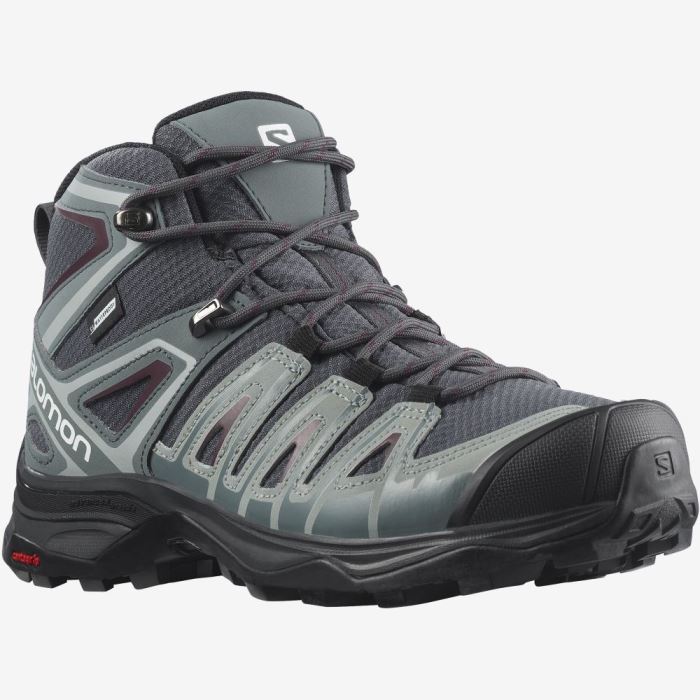 Salomon X ULTRA PIONEER MID CLIMASALOMON™ WATERPROOF Ženske Cipele Za Planinarenje Ebony / Stormy Weather / Wine Tasting | FcPIeuZM