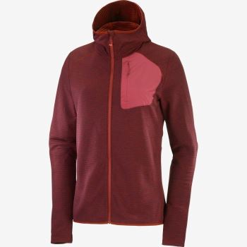 Salomon ESSENTIAL LIGHTWARM HOODED Ženske Midlayers Tamno Crvene Crvene | xUzVv26v