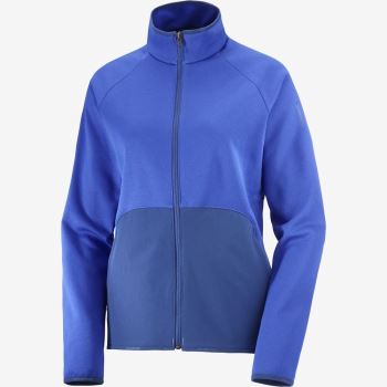 Salomon ESSENTIAL WARM FULL ZIP Ženske Midlayers Plave Tamnoplave | vYhWBVBu